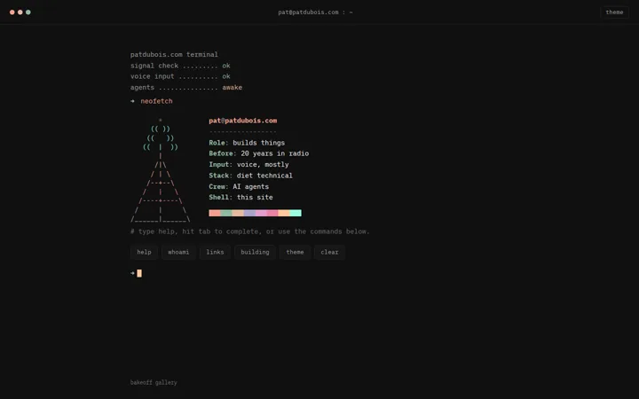 Cozy Terminal - dark mode screenshot