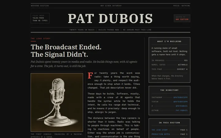 The Broadsheet - dark mode screenshot