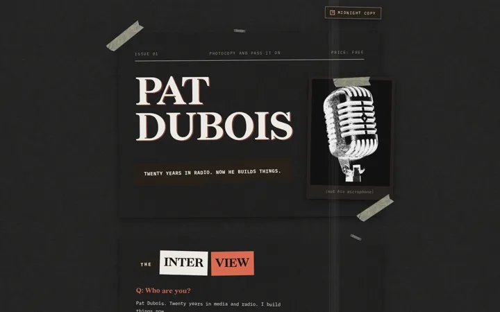 The Zine - dark mode screenshot